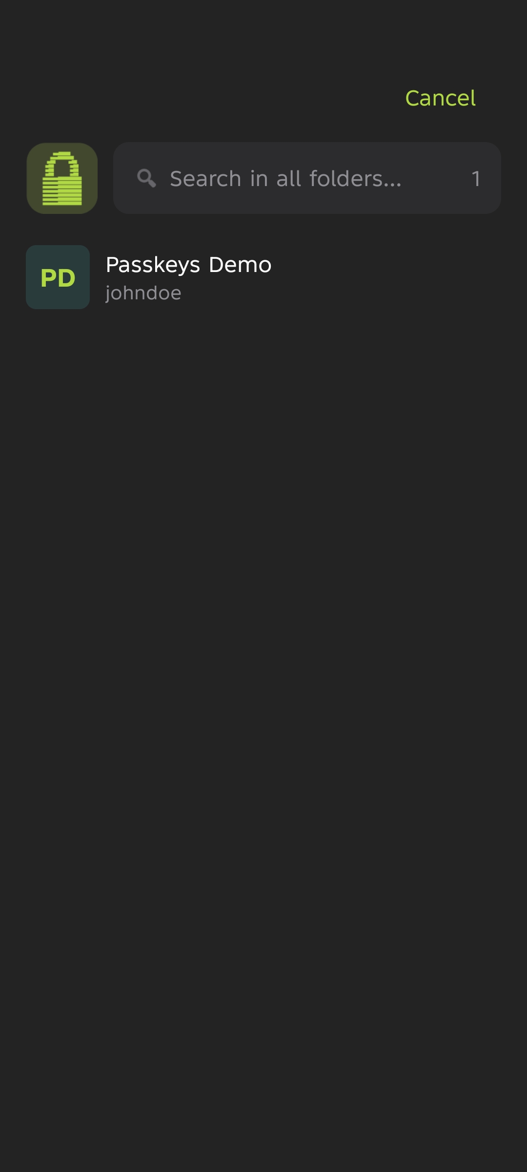 Select your passkey